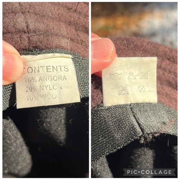 Y2K Angora Rabbit Fur Knit Hat + Genuine Fur Accent Brown - Picture 7 of 16